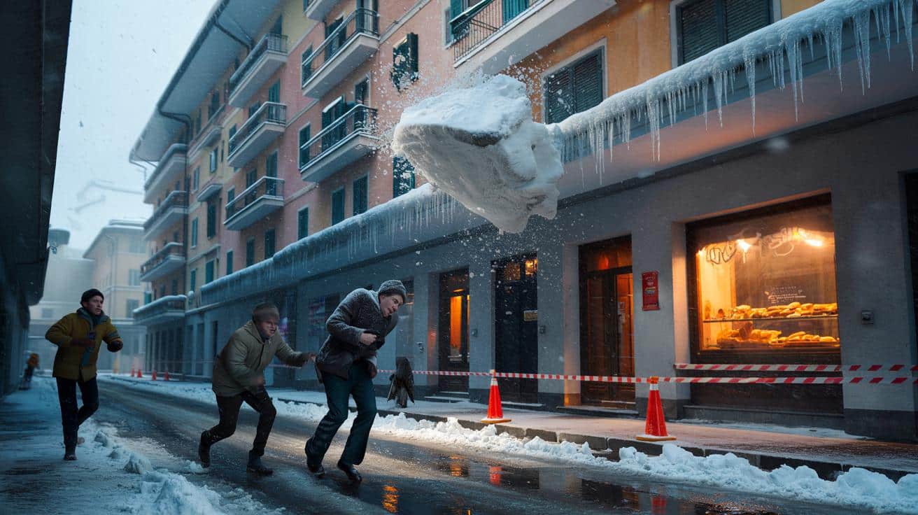 Neve che cade dal tetto del condominio: Chi paga se colpisce un passante?