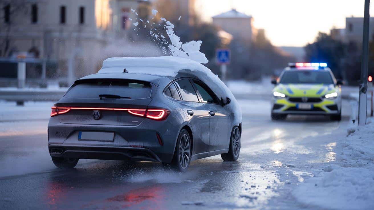 Neve sul tetto dell'auto: Se parti così rischi una multa pesantissima e 3 punti in meno