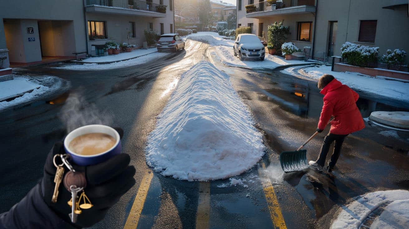 Posto auto coperto da neve altrui: È violazione? La sentenza chiarisce